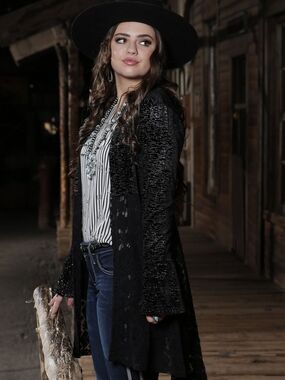 Cruel Girl Glitter Velvet & Tribal Lace Duster Bell Cuff